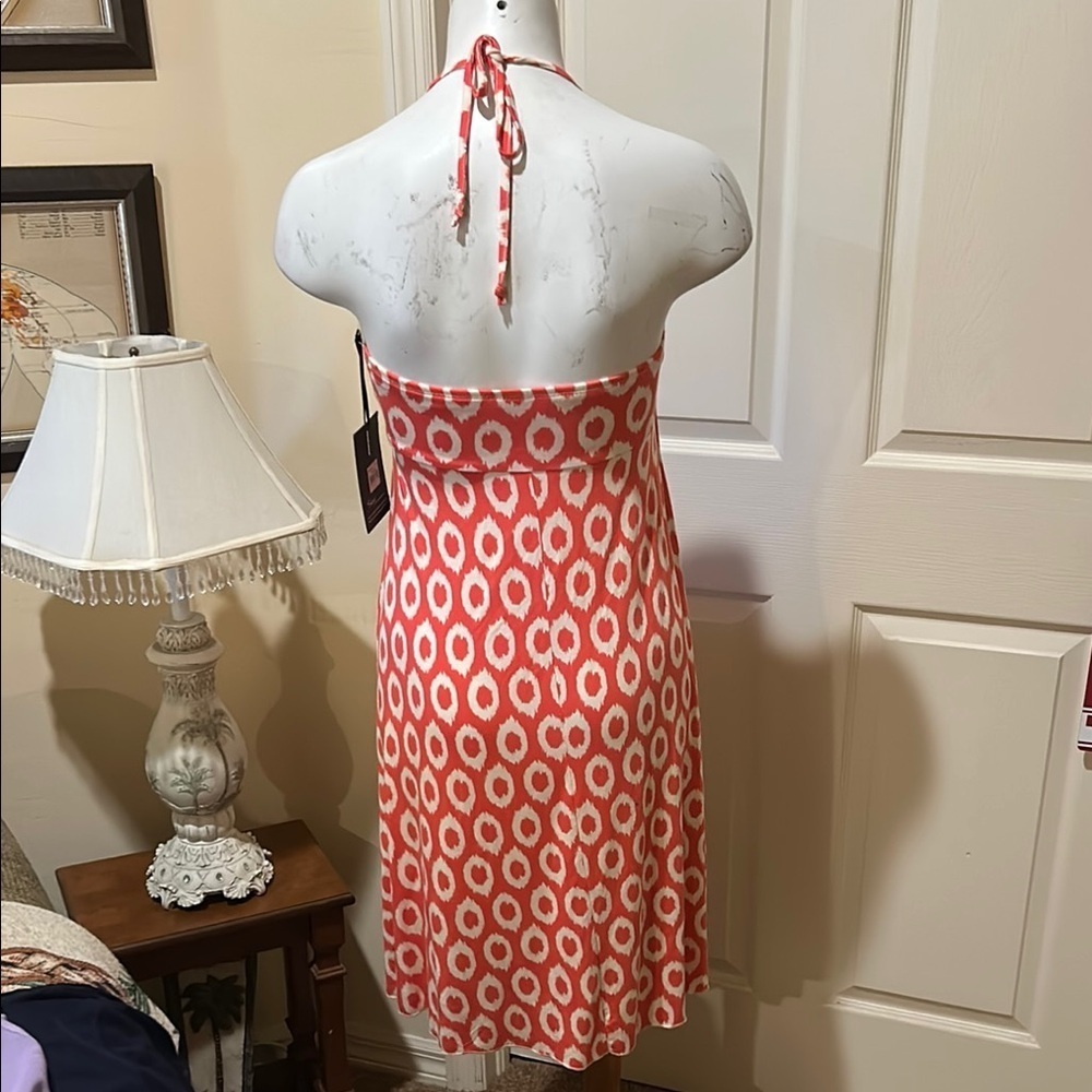 Women's Halter Dress in Red and White - Picture 5 of 9
